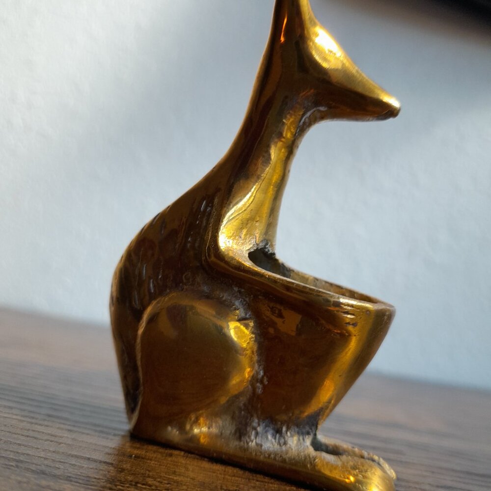 Vintage Brass Kangaroo 3" Incense Burner Miniature with Pouch Pocket Figurine - Picture 2 of 11